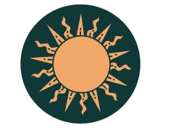 Basit bir döngü ikonik dövme şeklinde güneş görüntüsü