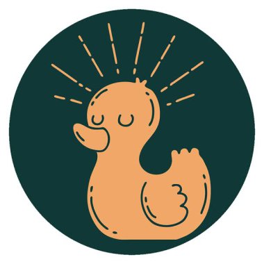 Dövme stili plastik ördeğin basit bir döngü simgesi