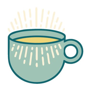 Basit bir döngü ikonik dövme tarzı kahve görüntüsü.