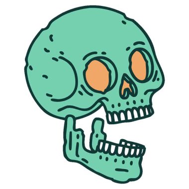 Bir kafatasının basit bir döngü ikonik dövme görüntüsü