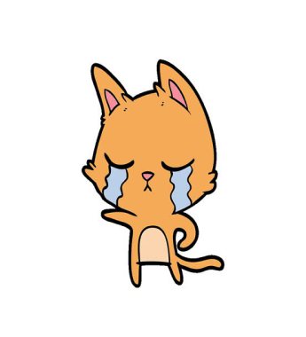 Ağlayan basit bir çizgi film kedisi işaret ediyor.