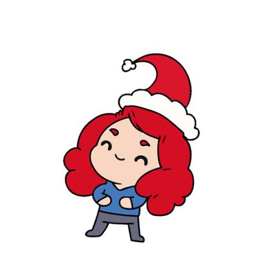 Kawaii kızının Noel karikatürünü çizmiş basit bir döngü animasyonu.