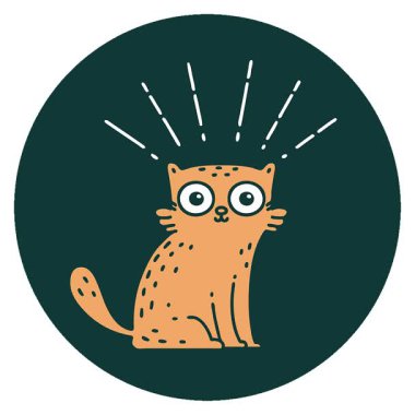 Basit bir dövmeli animasyon. Şaşırmış kedi.