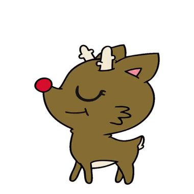 Sevimli kırmızı burunlu ren geyiğinin basit bir çizgi filmi.