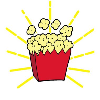 Basit bir çizgi film çizgi filmi karalama filmi patlamış mısır.