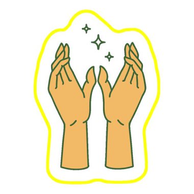 Basit bir döngü ikonik dövme tarzı uzanan eller görüntüsü