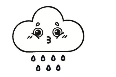 Bir yağmur bulutunun basit bir çizgi filmi.