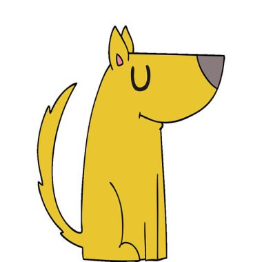 Basit bir döngü çizilmiş çizgi film köpeği.