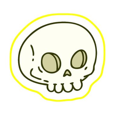 Ürkütücü bir cadılar bayramı kafatasının basit bir çizgi filmi.