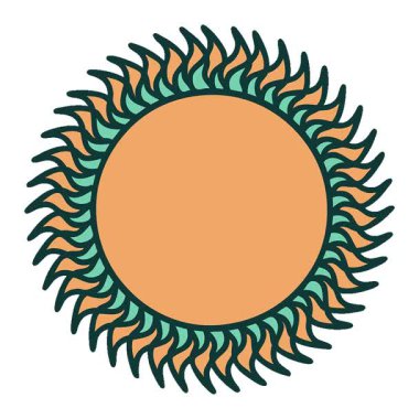 Basit bir döngü ikonik dövme şeklinde güneş görüntüsü