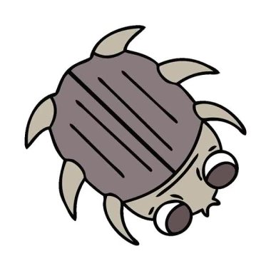 Basit bir döngü hareketli el çizimi çizgi film böceği.