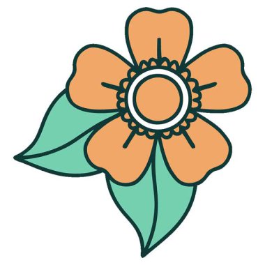 Bir çiçeğin basit bir ikonik dövme görüntüsü