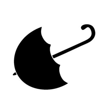 Açık şemsiye simgesinin basit bir çizgi çizimi