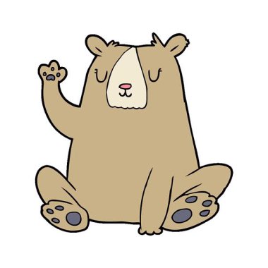 Basit bir çizgi film ayısı, el sallıyor.