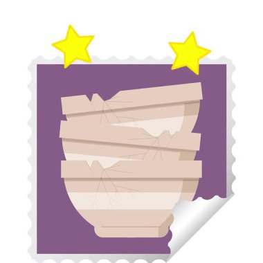 Basit bir döngü animasyon yığını çatlak eski kaseler grafik kare çıkartma damgası