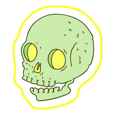 Basit bir döngü hareketli el çizimi tuhaf bir kafatası.