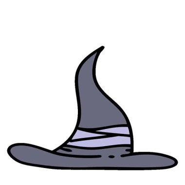 Ürkütücü bir cadı şapkasının basit bir çizgi filmi.