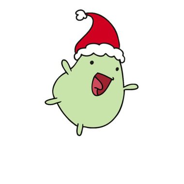 Kawaii fasulyesinin Noel karikatürünü çizen basit bir döngü animasyonu.