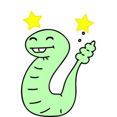 Mutlu bir yılanın basit bir çizgi filmi.