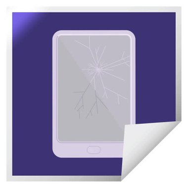 Basit bir döngü canlandırmalı kırık elektronik tablet vektör kare etiketi
