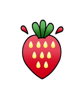 Çilek renginde basit bir kıvrımlı çizgi film.