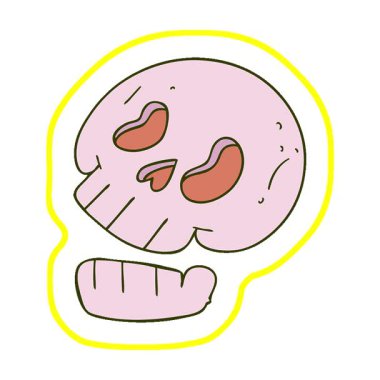 Basit bir döngü hareketli el çizimi tuhaf bir kafatası.