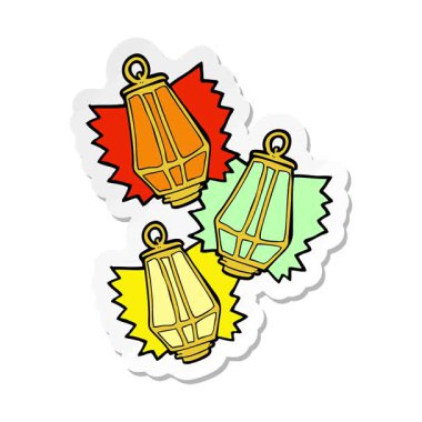 Çizgi film yılbaşı fenerlerinin basit bir döngü animasyon çıkartması.