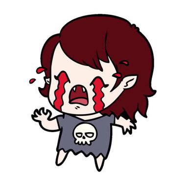 Basit bir çizgi film karakteri ağlayan vampir kız.