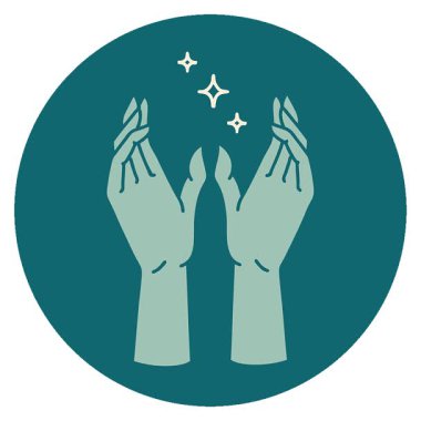 Basit bir döngü ikonik dövme tarzı uzanan eller görüntüsü