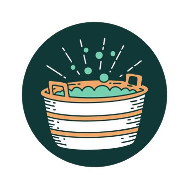 Dövme stili teneke bir banyonun basit bir döngü canlandırma simgesi