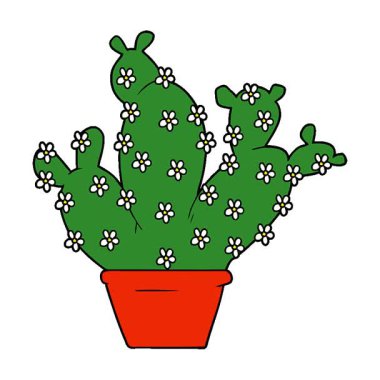 Basit bir döngü çizgi filmi kaktüsü saksısı.