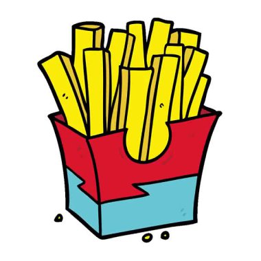 Basit bir çizgi film çizgi filmi abur cubur kızartması.