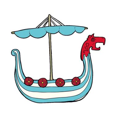 Basit bir çizgi film animasyon Viking gemisi.