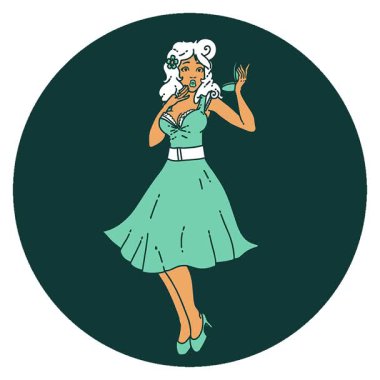 Şaşırmış bir kızın basit bir ikonik dövme görüntüsü.