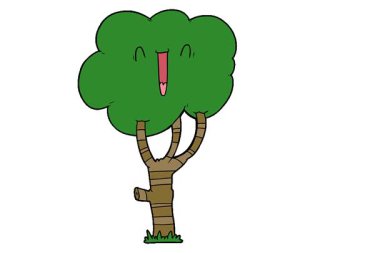 Basit bir çizgi film gülen ağacı.