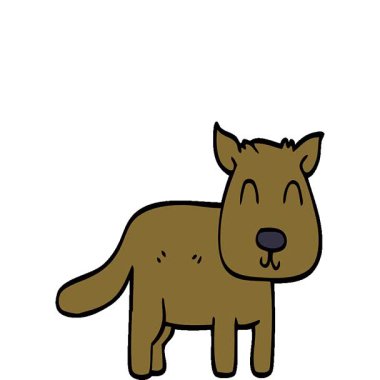 Basit bir çizgi film animasyonu. Karalama. Sakin köpek.