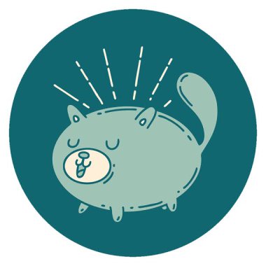 Dövme stili mutlu bir kedinin basit bir döngü simgesi