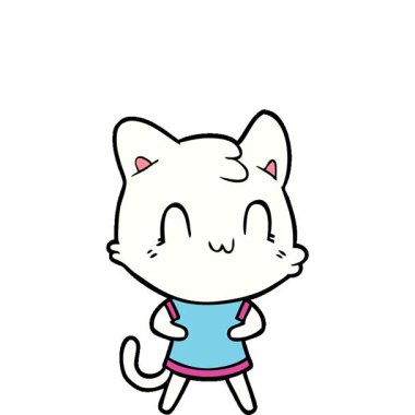 Basit bir çizgi film çizgi filmi gibi mutlu bir kedi.