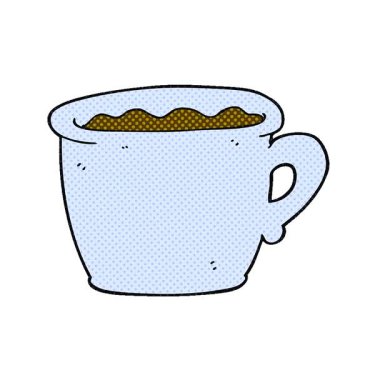 Basit bir çizgi film çizimi eski kahve fincanı.