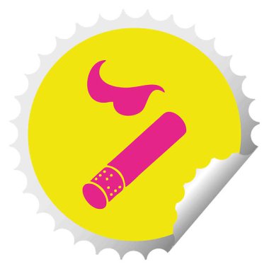 Sigara içilen basit bir dairesel soyma çıkartması çizgi filmi.