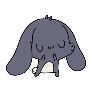 Basit bir çizgi film çizimi, kawaii sevimli tüylü tavşan.