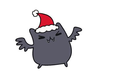 Kawaii yarasasının Noel karikatürünü çizmiş basit bir döngü animasyonu.