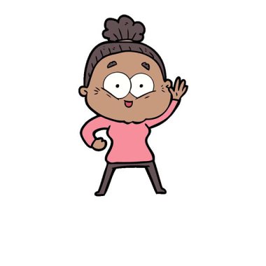 Basit bir çizgi film çizgi filmi mutlu yaşlı kadın.