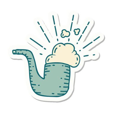 Dövme stili sigara piposunun basit bir kıvrımlı animasyon çıkartması.