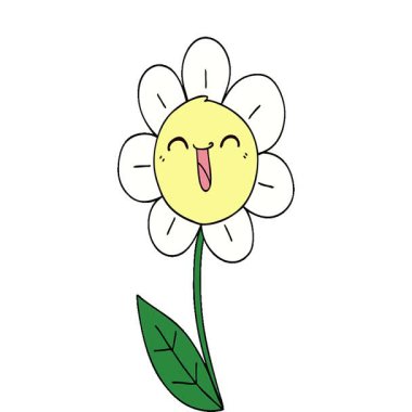 Basit bir döngü hareketli el çizimi komik çizgi film mutlu çiçek