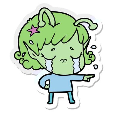 Ağlayan uzaylı bir kızın basit bir çizgi film çıkartması.