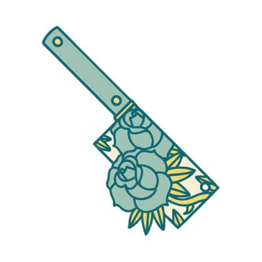 Bir satır ve çiçeğin basit bir ikonik dövme görüntüsü