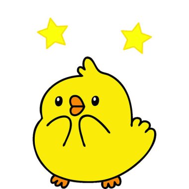 Küçük bir kuşun basit bir çizgi filmi. Şaşırmış görünüyor.