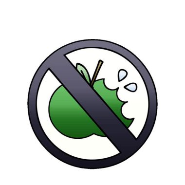 Basit bir döngü çizimi. Yeme yasağı işaretinin gölgeli bir çizgi filmi.