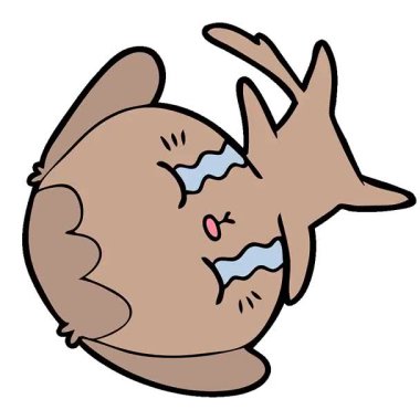 Basit bir çizgi film karakteri ağlayan köpek.